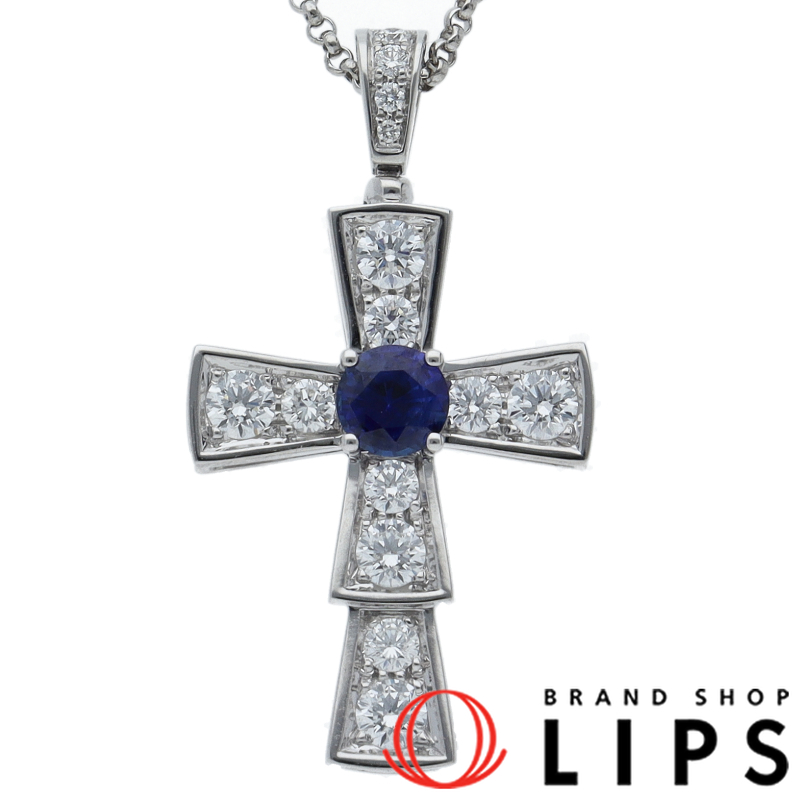 ダイヤサファイヤクロスネックレス