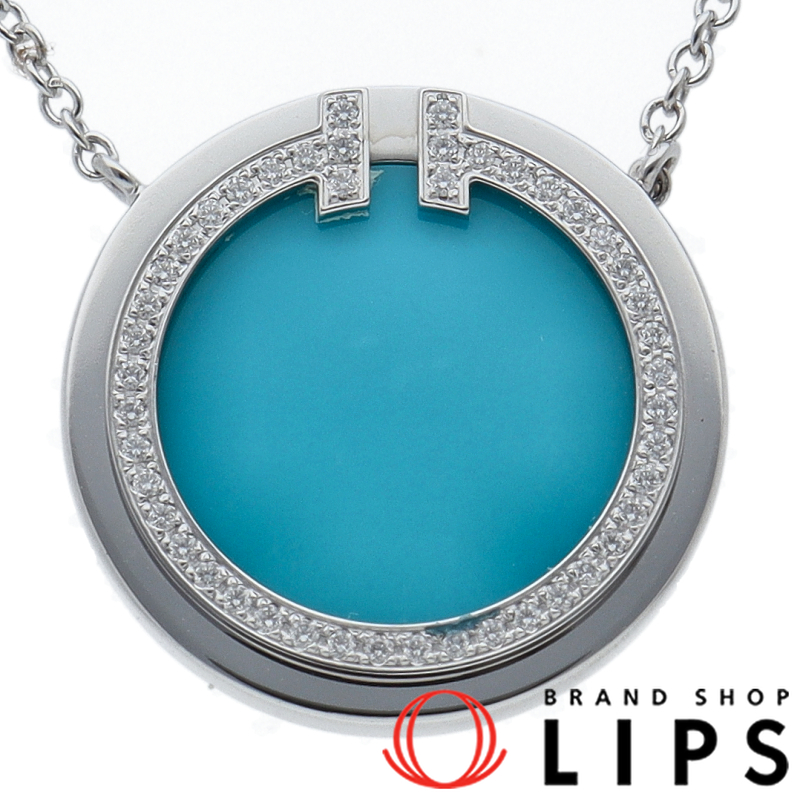 ダイヤモンド&ターコイズ サークルペンダント ネックレス