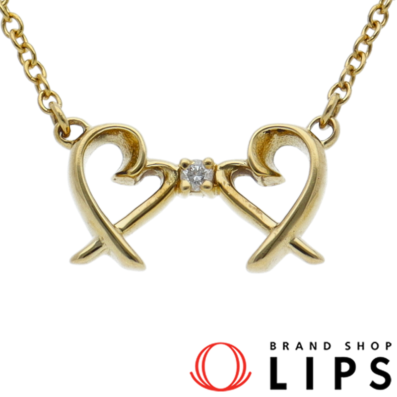 ダブルラビングハート1Pダイヤネックレス