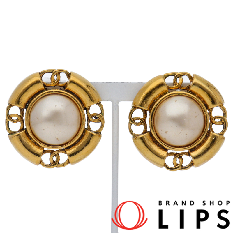 フェイクパールイヤリング