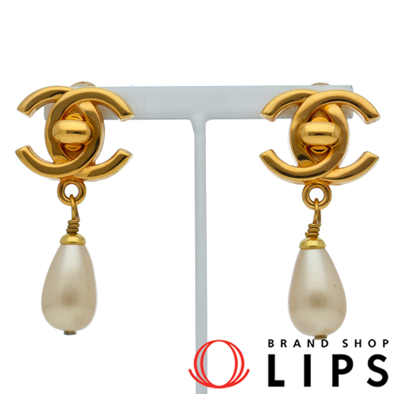 ターンロック フェイクパール イヤリング