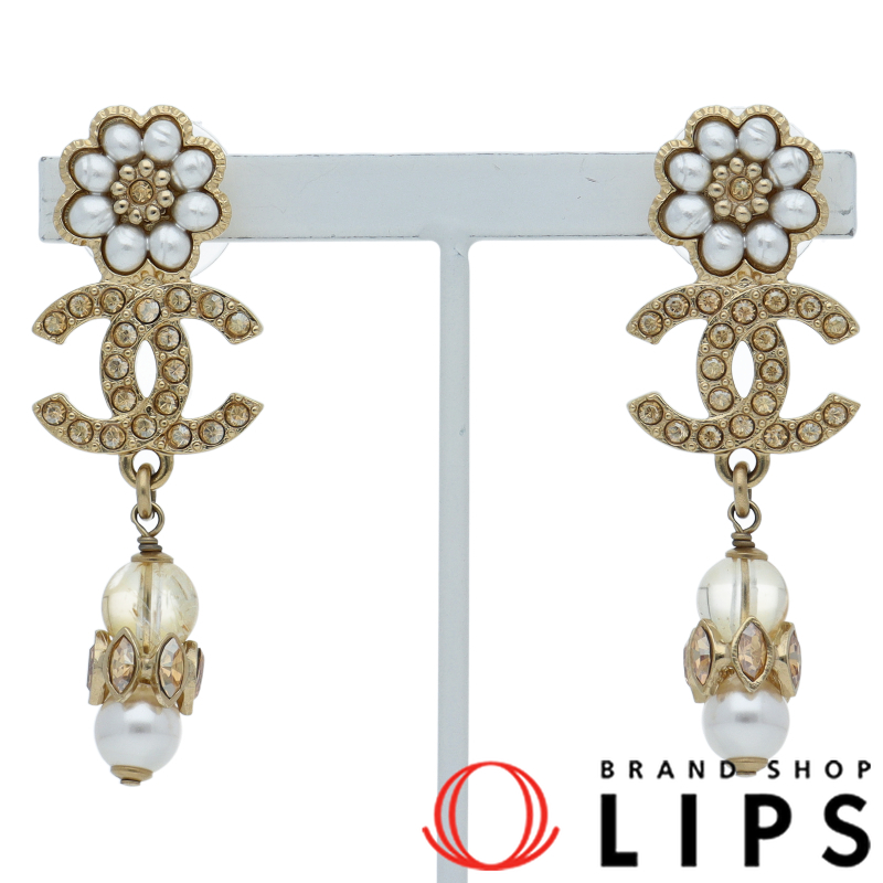 ココマークラインストーンピアス