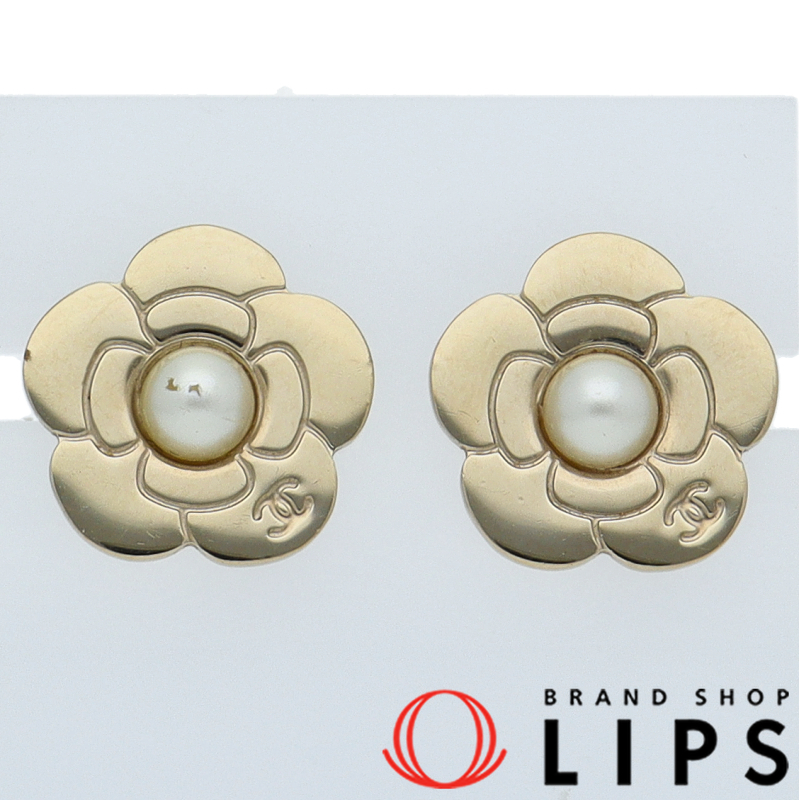 カメリアロゴ フェイクパールピアス