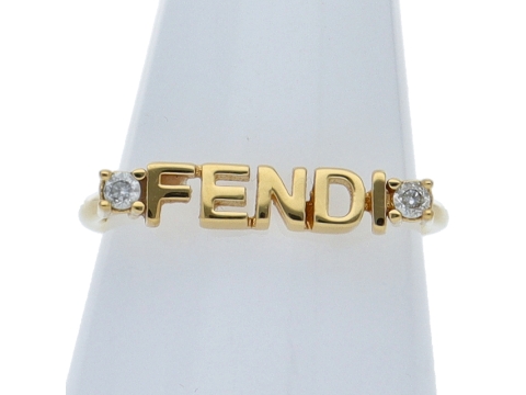 FENDI リング ホワイトクリスタル FENDI レタリング 指輪
