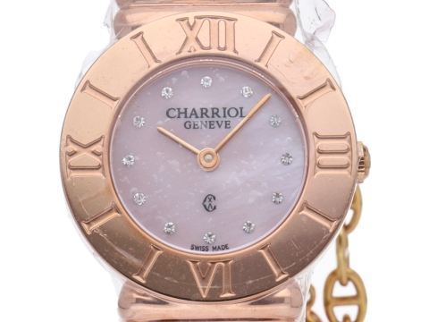 【希少】CHARRIOL サントロペ 12Pダイヤ シェル レディース 時計古着良品tete時計